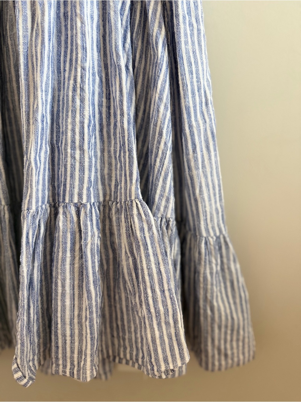 Japna Blue and White Striped Midi Dress with Buttons - Picture 10 of 15